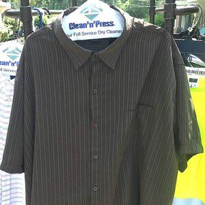 Brown Stripe Short Sleeve Casual Shirt-4X